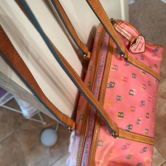 Multi color Dooney & Bourke rainbow monogram barrel handbag - Picture 3 of 8